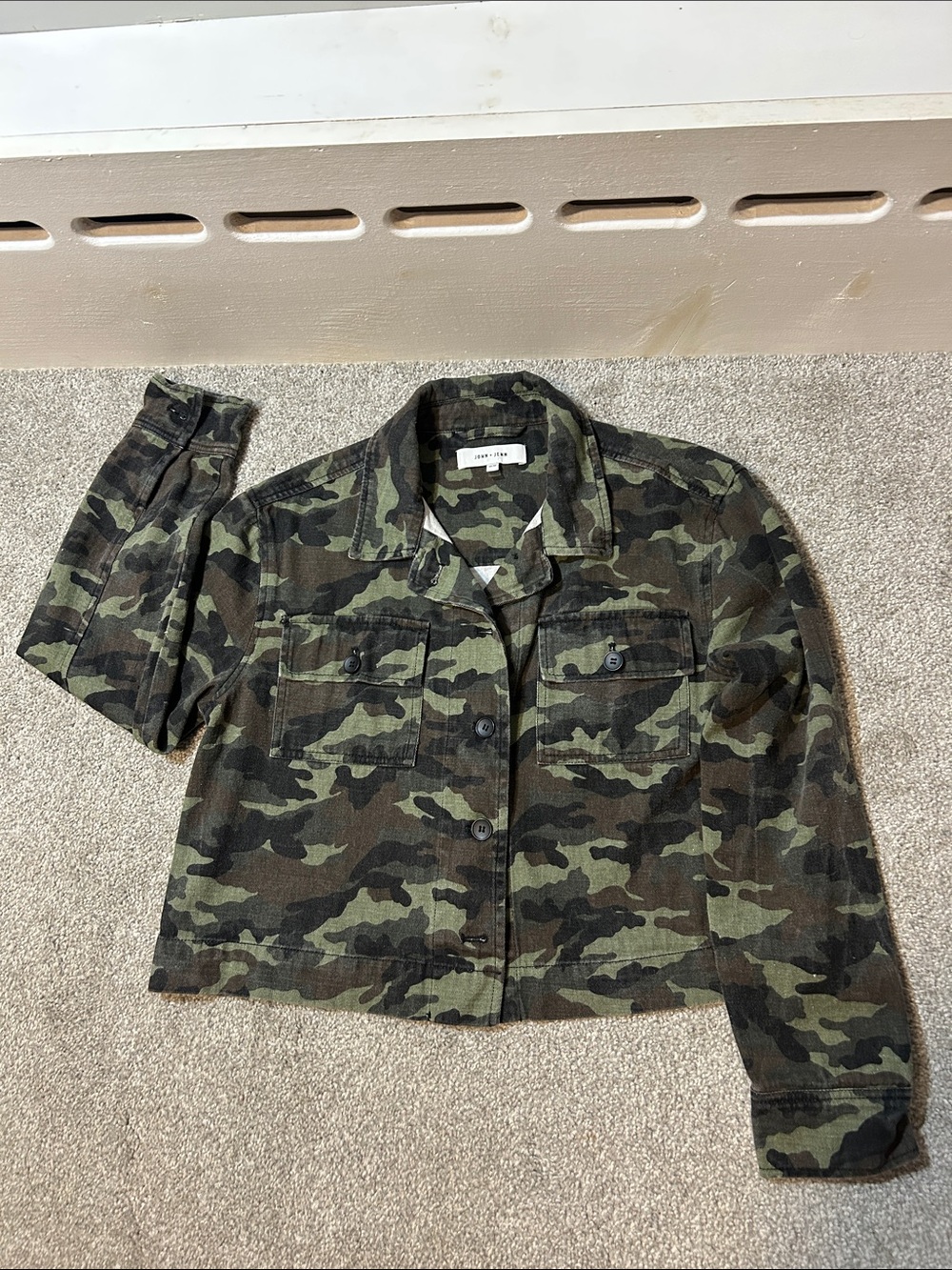 John + Jenn Mario Cropped Camo Jacket with Skull